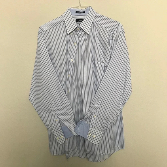 Chaps Blue Striped Men's Button Down Dress Shirt - Picture 1 of 5